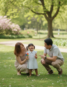 Alternative view of Dress Anak Perempuan ATAYYA – Dress Poplin Motif Salur Lengan Pendek Kancing Aktif Usia 1–10 Tahun